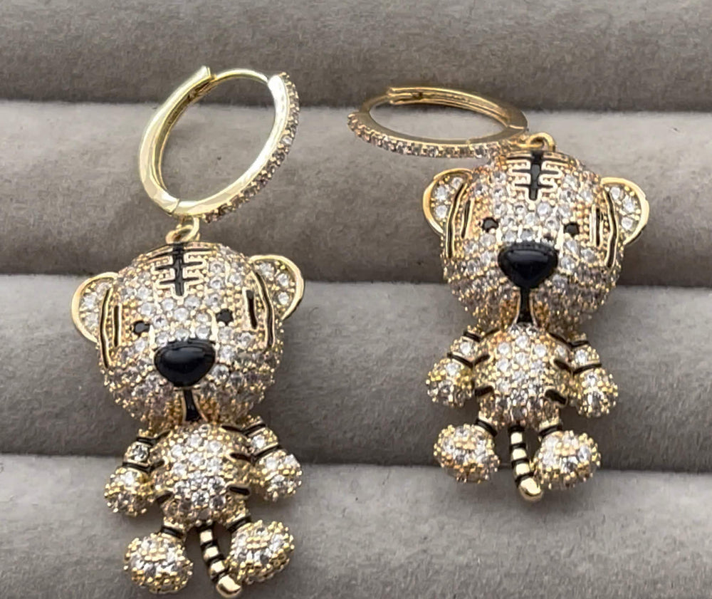 Tiger Earrings | Diamond Earrings | Diamond Tiger Earrings | Womens Earrings | Hoop Earrings | Womens Diamond Earrings | Charm Earrings