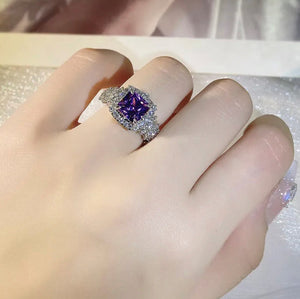 Princess Cut Ring | Purple Diamond Ring | Purple Diamond Engagement Ring | Purple Amethyst Ring | Purple Sapphire Ring | Purple Gem Ring