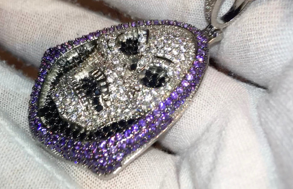 Diamond Skull Pendant | Hip Hop Pendant | Iced Out Pendant | Skull Pendants | Diamond Pendant | Horror Pendant - Purple Diamond Pendant