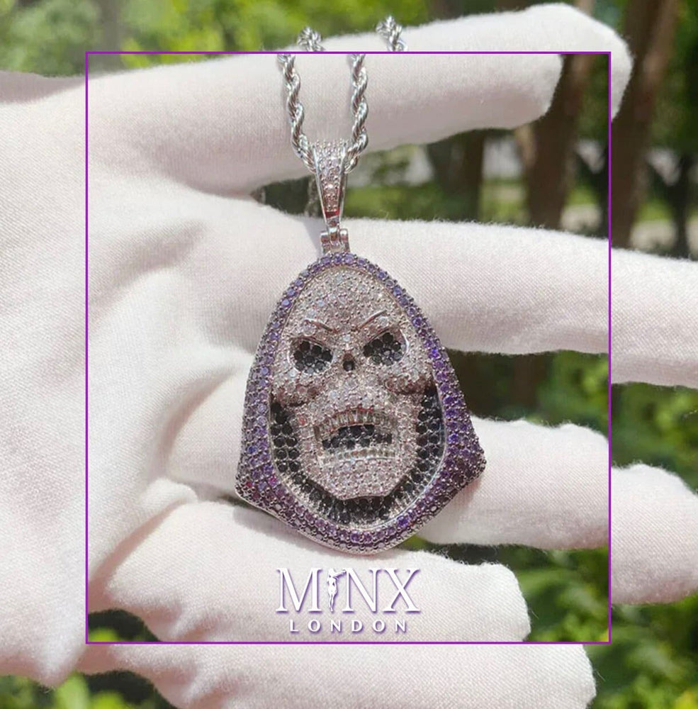 Diamond Skull Pendant | Hip Hop Pendant | Iced Out Pendant | Skull Pendants | Diamond Pendant | Horror Pendant - Purple Diamond Pendant