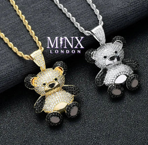 Diamond Teddy Bear Pendant | Hip Hop Pendant | Iced Out Pendant | Bear Pendants | Diamond Pendant | Diamond Teddy Bear Pendant and Necklace