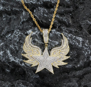 Star Necklace | Diamond Wings Pendant | Iced Out Star Pendant | Diamond Star Pendant | Diamond Star Necklace | Star Shape Pendant | Hip Hop