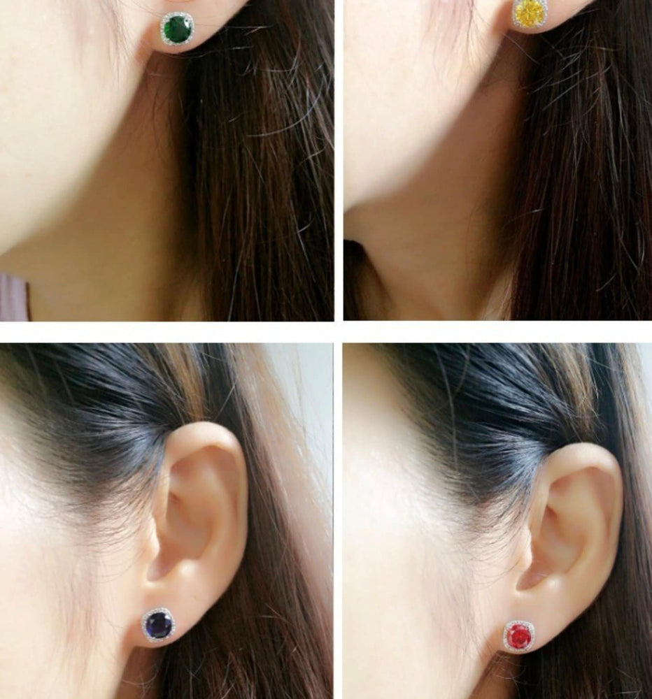 Halo Ear Studs | Green Ear Studs | Yellow Diamond Ear Studs | Red Diamonds Ear Studs | Green Diamond Ear Studs | Stud Earrings | Ear Studs