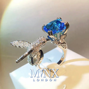 Diamond Bird Ring | Blue Diamond Ring | Womens Statement Ring |  Blue Engagement Ring | Blue Bird Diamond Ring | Womens Blue Gemstone Ring
