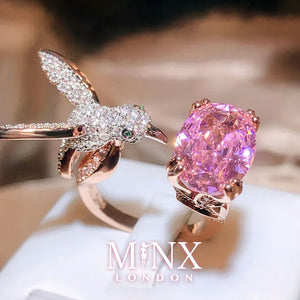 Diamond Bird Ring | Pink Diamond Ring | Womens Statement Ring |  Womens Rose Gold Ring | Pink Bird Diamond Ring | Womens Pink Gemstone Ring