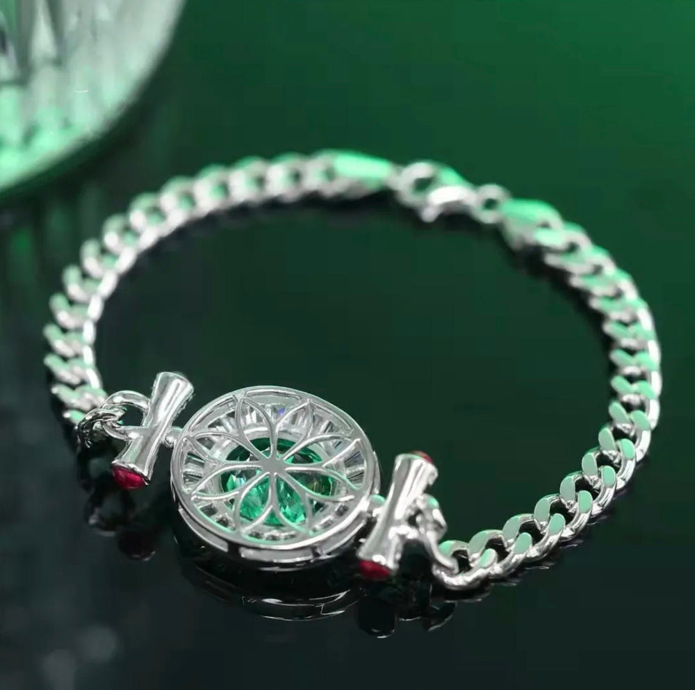 
            
                Load image into Gallery viewer, Womens Bracelet | Diamond Bracelet | Womens Diamond Bracelet | Green Gemstone Bracelet | Green Diamond Bracelet | Womens Silver Bracelets
            
        