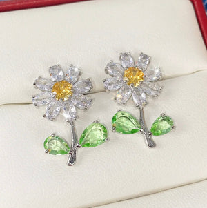 Womens Earrings | Yellow Diamond Earrings | Diamond Earrings | Diamond Ear Studs | Flower Earrings | Womens Ear Studs | Floral Ear Studs