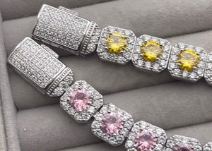 Iced Out Bracelet | Pink Diamond Bracelet | Yellow Diamond Bracelet | Tennis Bracelet | Tennis Bracelets | Yellow Gemstone Bracelets