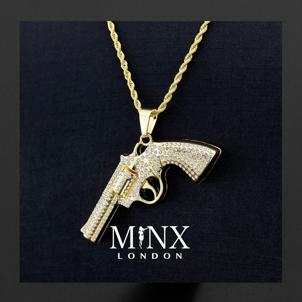 Gun Pendant | Iced Out Gun Pendant | Diamond Gun Pendant | Iced Pendants | Hip Hop Pendant | Diamond Gun Pendant | Diamond Pistol Pendant