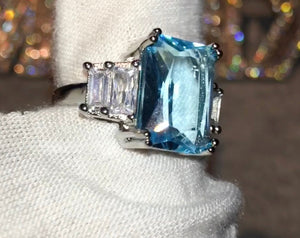 Big Ring | Aquamarine Diamond Ring | Aquamarine Emerald Ring |  Aquamarine Engagement Ring | Blue Diamond Ring | Blue Tourmaline Ring