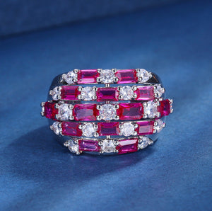 Red Diamond Ring | Ruby Red Diamond Ring | Womens Red Diamond Ring | Mens Diamond Ring | Womens Big Ring | Ruby Diamond Ring