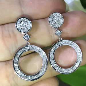 Diamond Hoop Earrings | Hoop Earrings | Womens Diamond Earrings | Hoop Earrings with Diamonds | Silver Earrings | Baguette Earrings