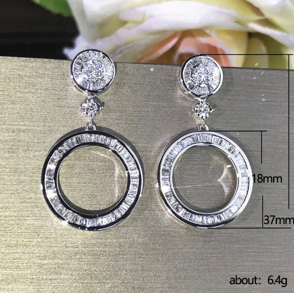 Diamond Hoop Earrings | Hoop Earrings | Womens Diamond Earrings | Hoop Earrings with Diamonds | Silver Earrings | Baguette Earrings