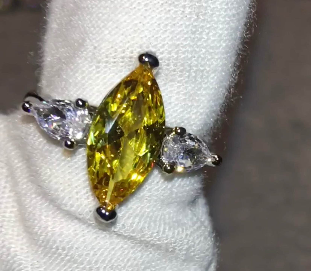 Marquise Ring | Marquise Diamond Ring | Marquise Engagement Ring | Marquise Diamond Cut Ring | Yellow Diamond Wedding Ring | Yellow Diamond