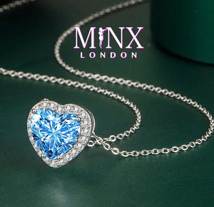 Aquamarine Blue Diamond Heart Necklace | Womens Diamond Necklace | Blue Diamond Necklace | Blue Diamond Pendant  | Heart Necklace