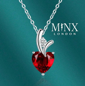 Womens Diamond Necklace | Red Diamond Heart Necklace | Heart Necklace with Diamonds | Diamond Heart Pendant  | Red Diamond Necklace