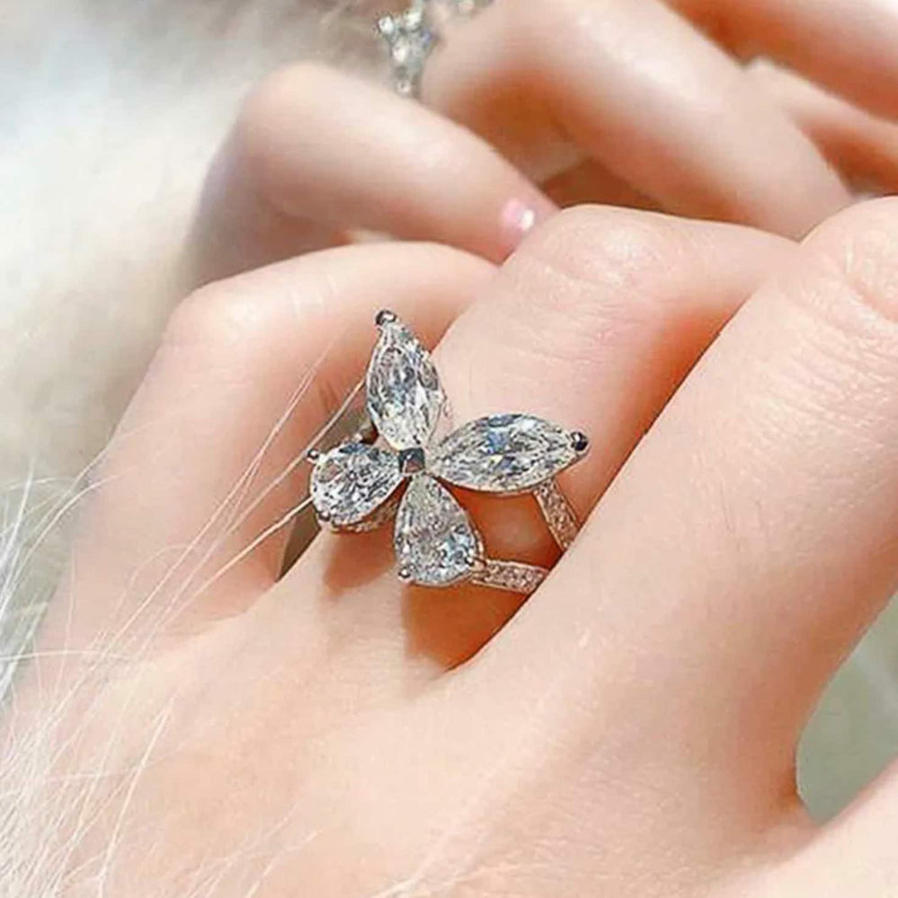 Diamond Butterfly Ring | Butterfly Ring | Womens Diamond Ring | Womens Butterfly Ring | Womens Flower Ring | Baguette Ring | Charm Ring