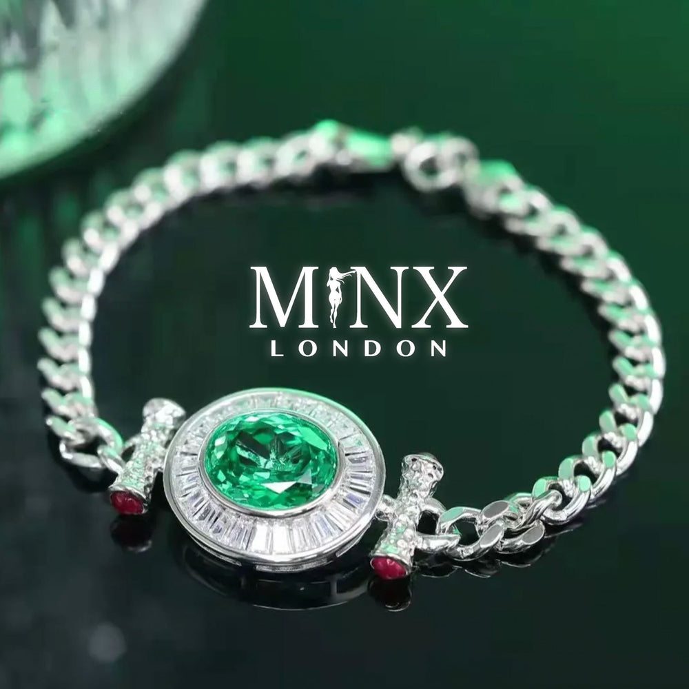 Womens Bracelet | Diamond Bracelet | Womens Diamond Bracelet | Green Gemstone Bracelet | Green Diamond Bracelet | Womens Silver Bracelets