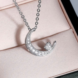 Moon Pendant | Crescent Moon Necklace | Heart Pendant | Diamond Moon Pendant | Gold Moon Pendant | Moon Necklaces | Silver Moon Necklace