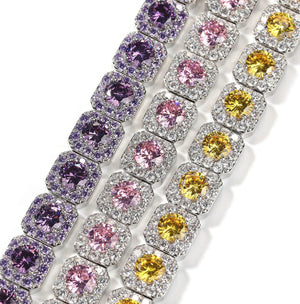 Iced Out Bracelet | Pink Diamond Bracelet | Yellow Diamond Bracelet | Tennis Bracelet | Tennis Bracelets | Yellow Gemstone Bracelets