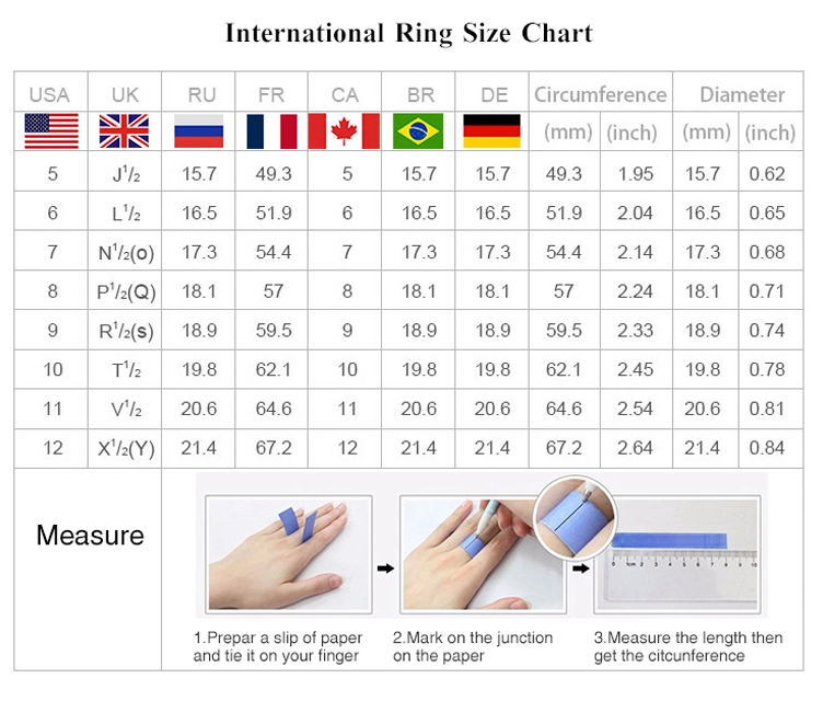 ring size chart UK to US