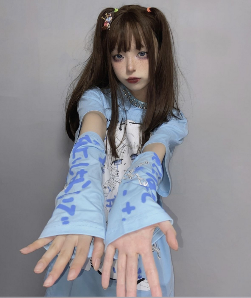 an anime girl with cat ears with endearing presence medium-length hair cute  clothes